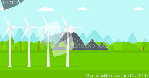 Image of Background of wind turbines in mountains.