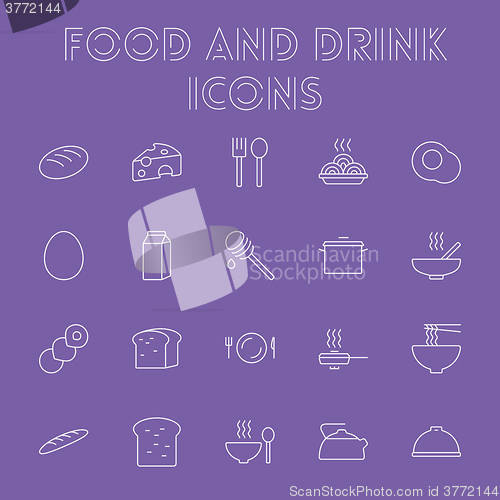 Image of Food and drink icon set.