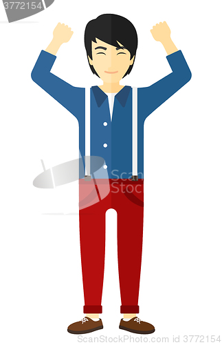 Image of Man with raised hands up.