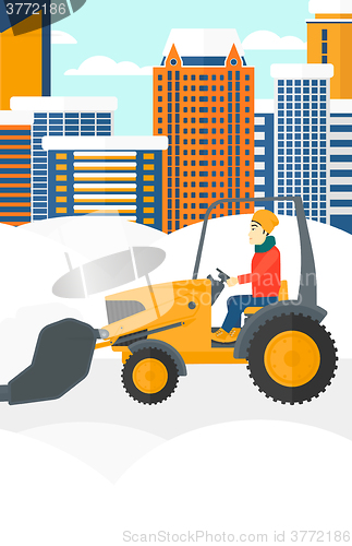 Image of Man plowing snow.