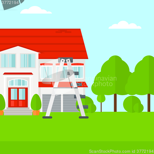 Image of Background of house with step ladder.