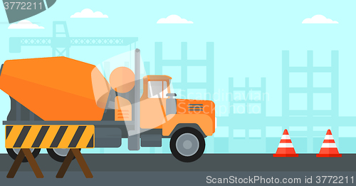 Image of Background of concrete mixer on construction site.