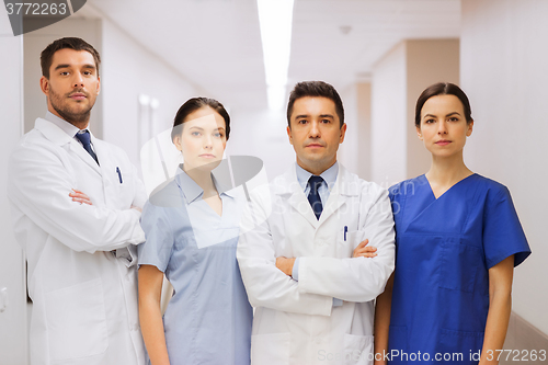 Image of group of medics or doctors at hospital