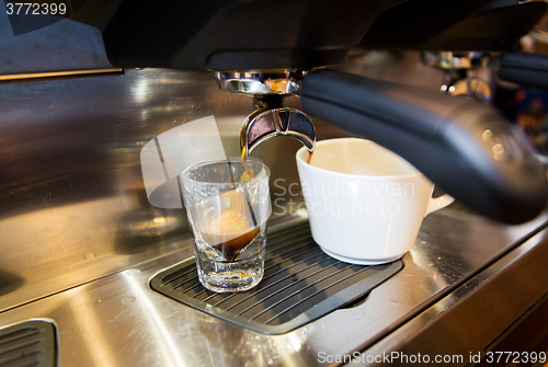 Image of close up of espresso machine making coffee