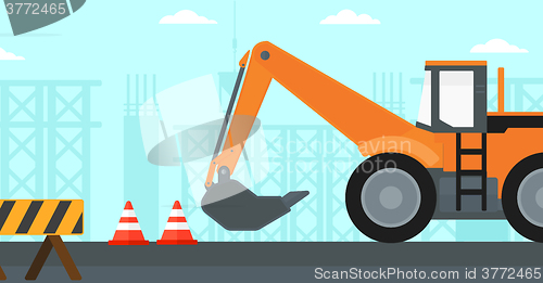 Image of Background of excavator on construction site.