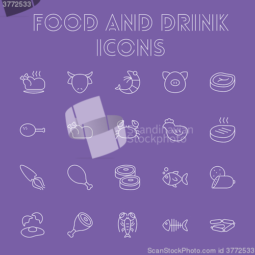 Image of Food and drink icon set.