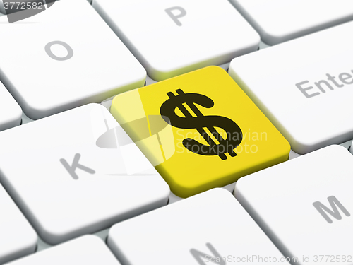 Image of Money concept: Dollar on computer keyboard background