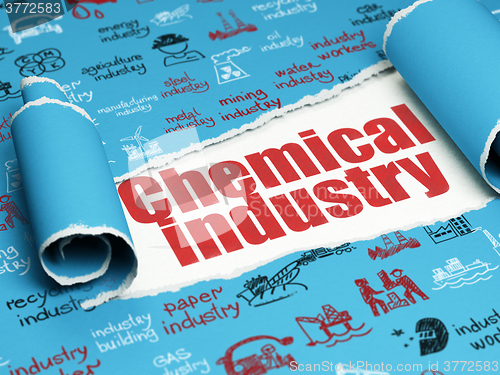 Image of Industry concept: red text Chemical Industry under the piece of  torn paper