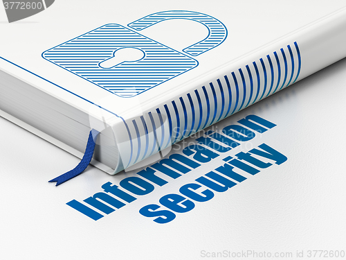 Image of Protection concept: book Closed Padlock, Information Security on white background