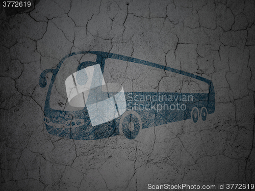 Image of Travel concept: Bus on grunge wall background