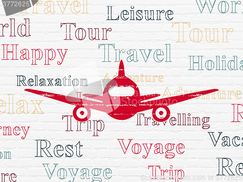 Image of Tourism concept: Aircraft on wall background