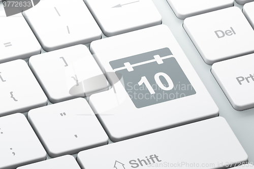 Image of Timeline concept: Calendar on computer keyboard background