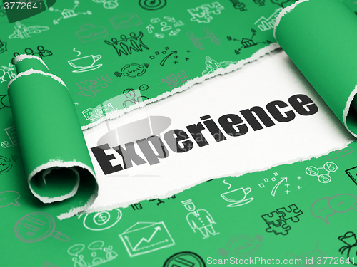 Image of Finance concept: black text Experience under the piece of  torn paper