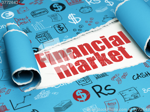 Image of Money concept: red text Financial Market under the piece of  torn paper