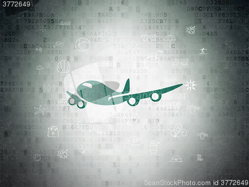 Image of Tourism concept: Airplane on Digital Paper background