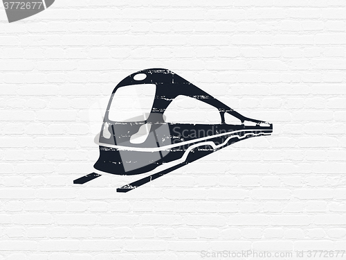 Image of Travel concept: Train on wall background