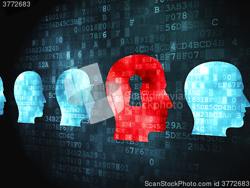 Image of Business concept: Head With Keyhole on digital background