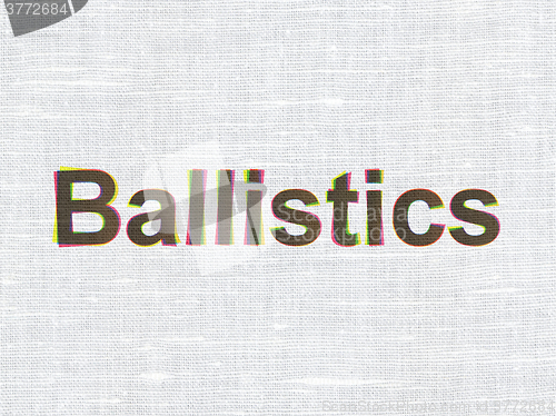 Image of Science concept: Ballistics on fabric texture background