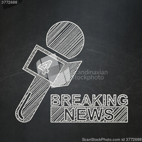 Image of News concept: Breaking News And Microphone on chalkboard background