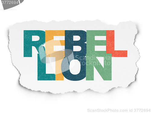 Image of Politics concept: Rebellion on Torn Paper background