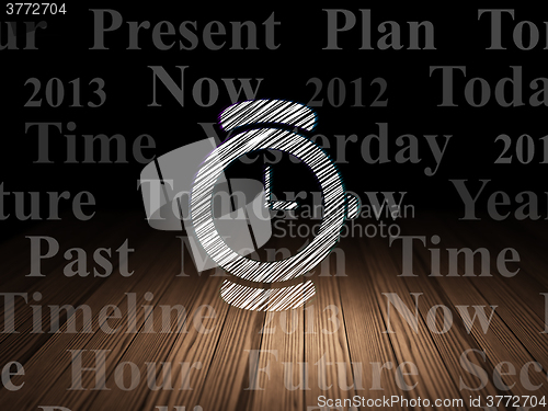 Image of Timeline concept: Watch in grunge dark room