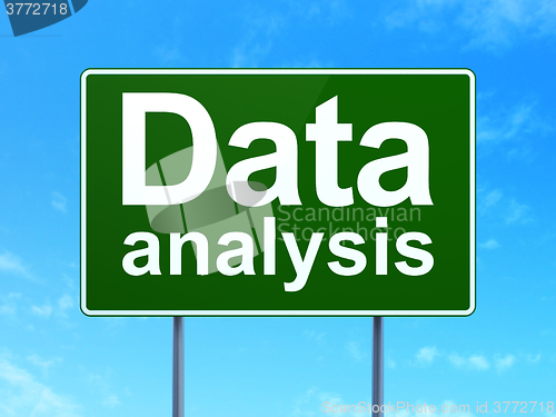 Image of Data concept: Data Analysis on road sign background