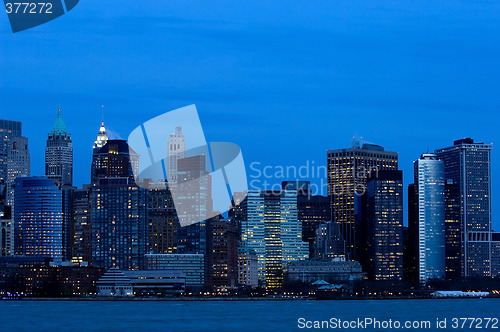 Image of Manhattan downtown in blue