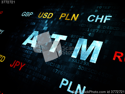 Image of Currency concept: ATM on Digital background