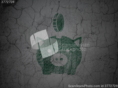 Image of Currency concept: Money Box With Coin on grunge wall background