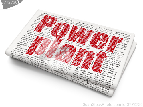 Image of Manufacuring concept: Power Plant on Newspaper background