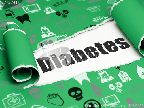 Image of Medicine concept: black text Diabetes under the piece of  torn paper