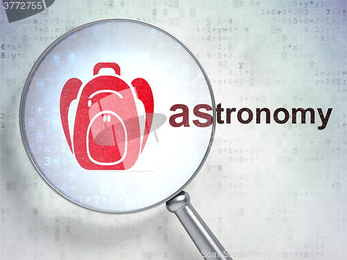 Image of Education concept: Backpack and Astronomy with optical glass