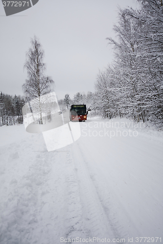 Image of bus on a winter road