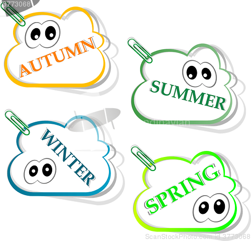 Image of Season flat icons set.  Template for computing web and app. \nVector illustration.