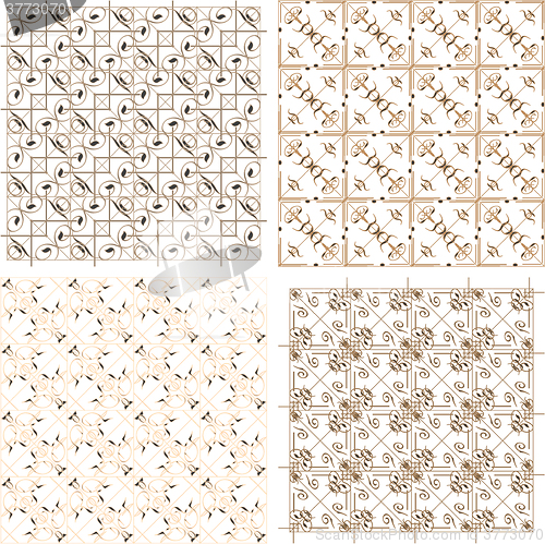 Image of geometric seamless patterns set, vector backgrounds collection.