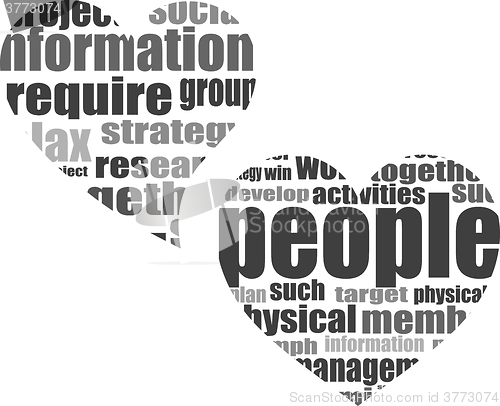 Image of vector Social media love concept in word tag cloud of think bubble