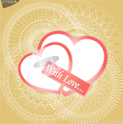 Image of vector Valentine backgrounds over abstract textile with two hearts