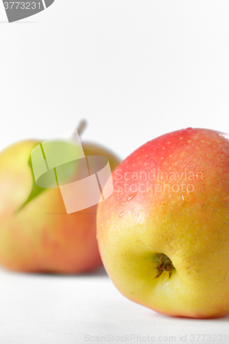 Image of Ripe apples fruit with leaves