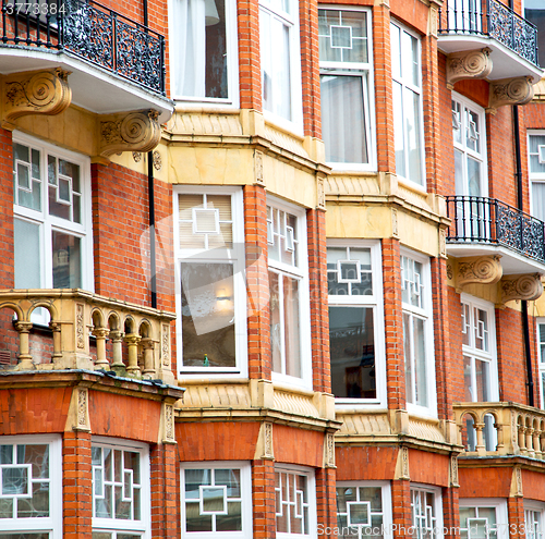 Image of window in europe london old red brick wall and      historical 