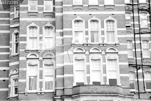 Image of window in europe london old red brick wall and      historical 