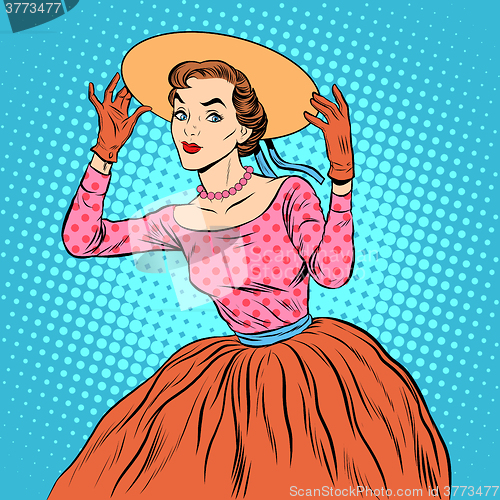 Image of Flirty girl with a fashionable hat