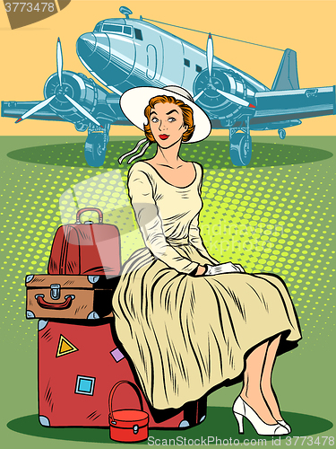 Image of woman passenger airport baggage