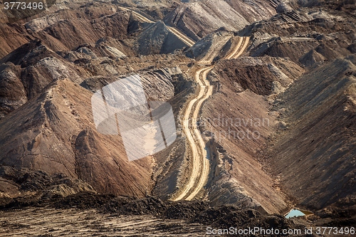 Image of Large excavation site with roads ahead