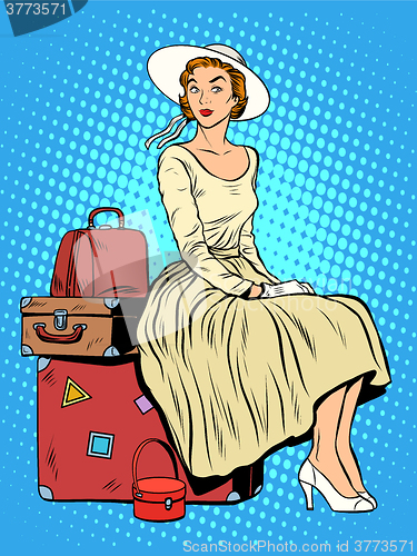 Image of girl passenger baggage travel trip
