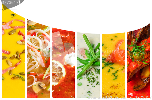 Image of Collage from photos of soups puree 