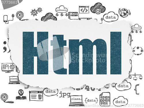 Image of Programming concept: Html on Torn Paper background