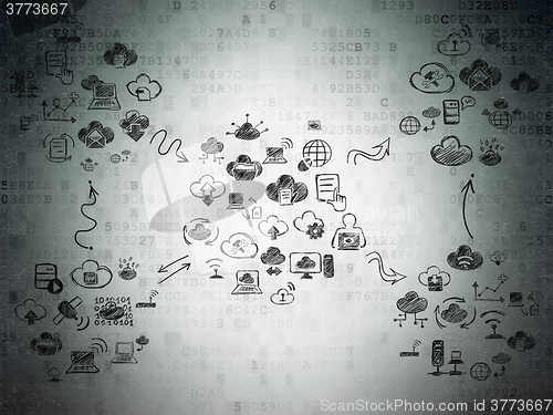 Image of Digital background: Digital Paper with  Hand Drawn Cloud Technology Icons