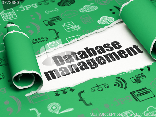 Image of Software concept: black text Database Management under the piece of  torn paper