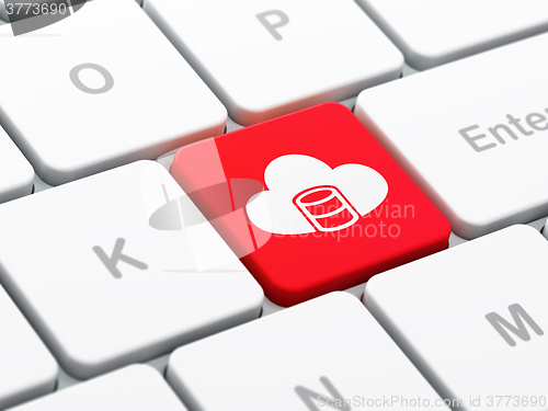 Image of Software concept: Database With Cloud on computer keyboard background