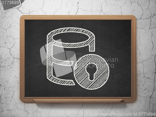 Image of Database concept: Database With Lock on chalkboard background